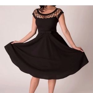 Retro Pin up Girl - Circle Dress with Lattice top - Blue